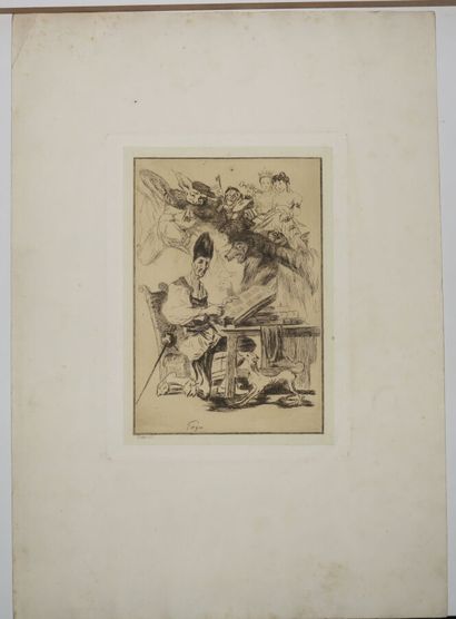 null BRACQUEMOND Félix (1833 - 1914) - "Don Quichotte". Eau-forte d'après Goya (1746-1828),...