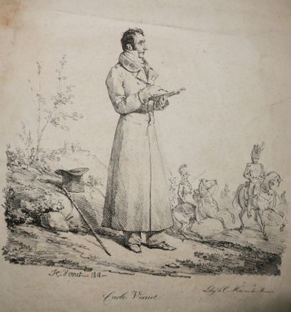 null PORTRAIT de "CARLE VERNET (dessinant)". 1818. Lithographie originale par Horace...