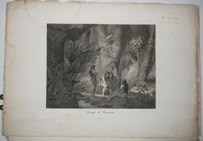 null BRESIL - Réunion de 7 gravures circa 1820: 1-"Les Cabanes des Puris" (pl.3)....