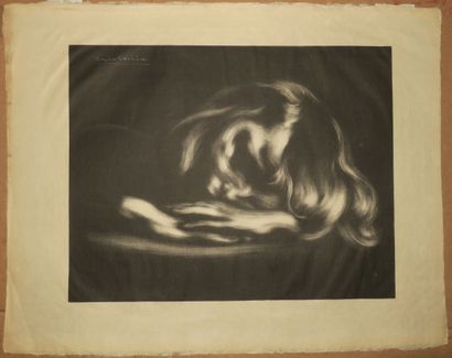 null CARRIERE Eugène (1849 - 1906) - "Le sommeil (Jean-René Carrière)". 1897. Lithographie....