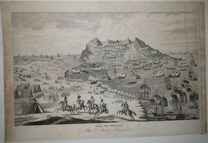 null GIBRALTAR - "SIEGE DE GIBRALTAR par l'Armée Française". Fin XVIIIème. Gravure...