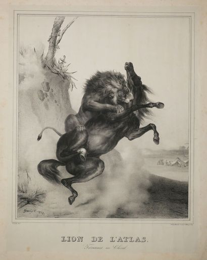 null FRANCIS Conscience (1794 - 1840, élève de Girodet) - "Lion de l'Atlas terrassant...