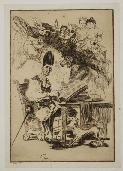 null BRACQUEMOND Félix (1833 - 1914) - "Don Quichotte". Eau-forte d'après Goya (1746-1828),...