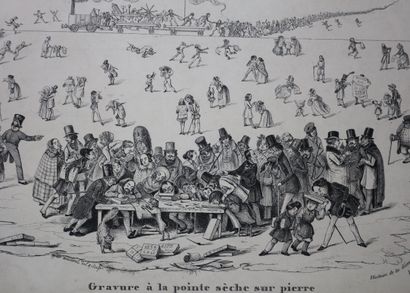 null "GRAVURE à la pointe sèche sur pierre". 1839. Lithographié par Théodore MAURISSET...
