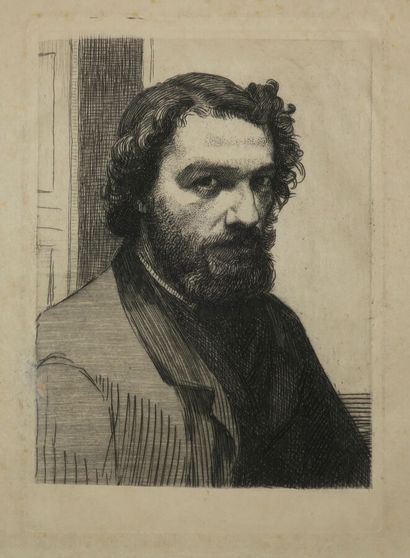 null BRACQUEMOND Félix (1833 - 1914) - "Portrait d'Alphonse Legros". 1875. Eau-forte...