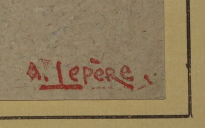 null LEPERE Auguste (1849 - 1918) - [Vue d'Amsterdam?]. DESSIN au crayon, sur papier...