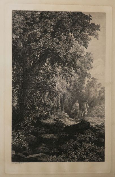 null MALARDOT Charles André (1817-1861) - [Dans la forêt]. Eau-forte originale. Epreuve...