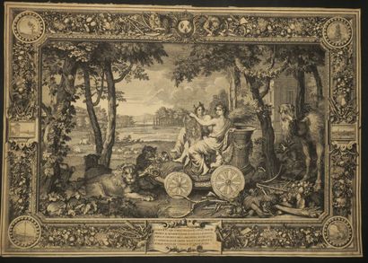  LECLERC Sébastien I (1637-1714) - "Cérès et Cybèle sur un char, Allégorie de la...