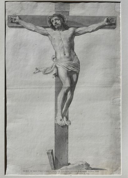 MELLAN Claude (1601 1688) - «Adam et Eve au pied du Christ en croix ». 1647. Gravure...