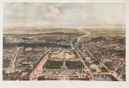 null RARE VUE DE PARIS A VOL D'OISEAU - TESTARD J.A. - « Aspect général de Paris,...