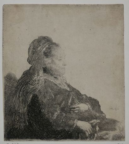  REMBRANDT H. van Rijn (1606 1669) - "La mère de Rembrandt en coiffure orientale"...