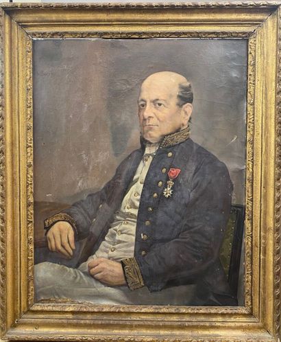 null ÉCOLE DU XIXe siècle, Portrait d'homme décoré de la Légion d'Honneur, huile...
