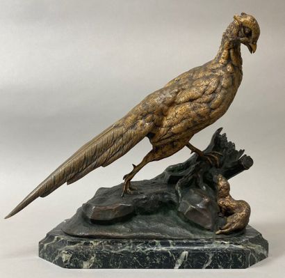 Jules MOIGNEZ (1835-1894) : « Faisan ». Bronze...