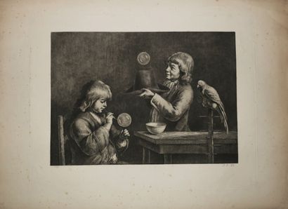 null DE BOISSIEU Jean-Jacques (Lyon 1736 - 1804) - "Les bulles de savon". 1799. Eau-forte....