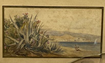 null ANONYME, fin XIXe siècle-début XXe siècle, Bords de mer, deux aquarelles (rousseurs),...