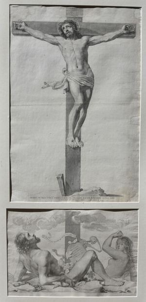  MELLAN Claude (1601 1688) - «Adam et Eve au pied du Christ en croix ». 1647. Gravure...