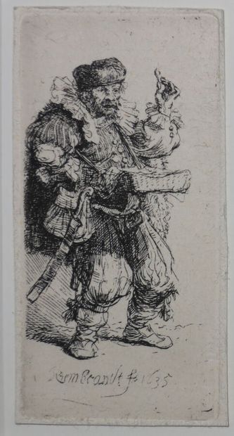  REMBRANDT H. van Rijn (1606 1669) - "Le charlatan" (The quack salver). 1635. Eau-forte....