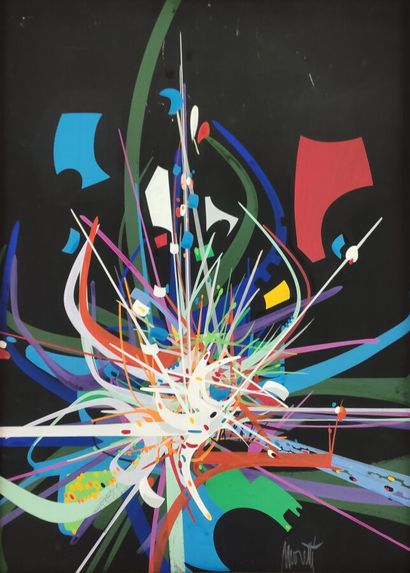null MORETTI Raymond (1931 - 2005) - [Composition abstraite]. Peinture à l'acrylique...