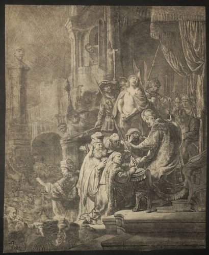  REMBRANDT H. van Rijn (1606 1669) - "Le Christ devant Pilate, grande planche" (Christ...