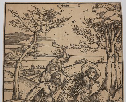 null DÜRER Albrecht (1471 1528) - "Hercules conquering Cacus". c.1496. Original woodcut....