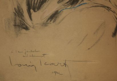 null ICART Louis (1888 - 1951) - [Jeune femme assise, tenant son chapeau entre les...