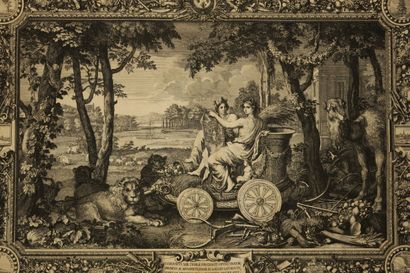  LECLERC Sébastien I (1637-1714) - "Cérès et Cybèle sur un char, Allégorie de la...
