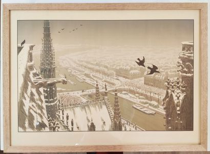 null RIVIERE Henri (1864 - 1951) - « Du haut des tours de Notre Dame », 1900. Lithographie...