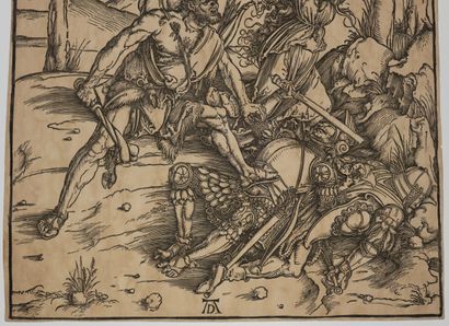 null DÜRER Albrecht (1471 1528) - "Hercule conquérant Cacus". c.1496. Bois gravé...