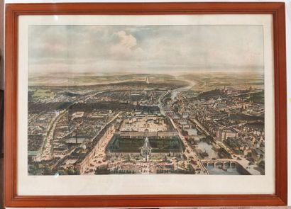 null RARE VUE DE PARIS A VOL D'OISEAU - TESTARD J.A. - « Aspect général de Paris,...