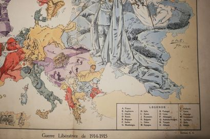 null SYMBOLIC MAP OF EUROPE / Liberating War of 1914-1915, by B. Crété. Map printed...