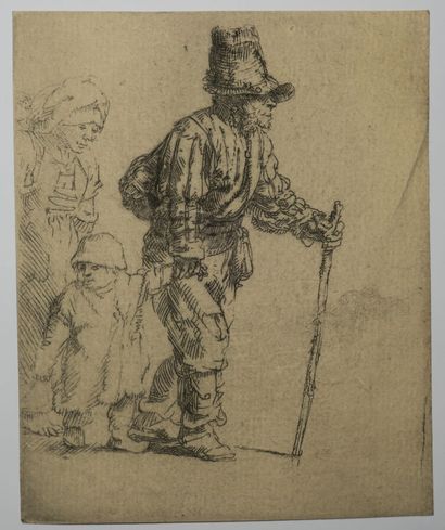 null REMBRANDT H. van Rijn (1606 1669) - "The peasant with wife and child" (Peasant...