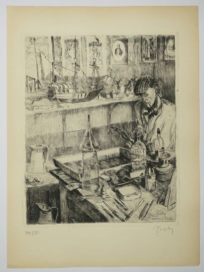 null FURBY Charles-Jean (1891-1975) - [Engraver in his studio] - "Acid bite". 1942....