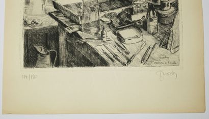 null FURBY Charles-Jean (1891-1975) - [Engraver in his studio] - "Acid bite". 1942....