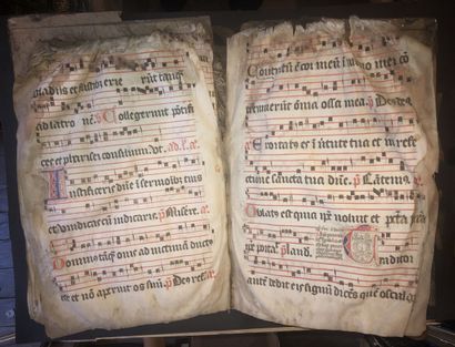 null MANUSCRIBER ANTIPHONARY in Latin on PARCHMENT, circa 1390, comprising 24 bound...