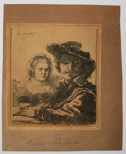 null REMBRANDT H. van Rijn (1606 1669) - "Selfportrait, Rembrandt and Saskia" (Selfportrait,...