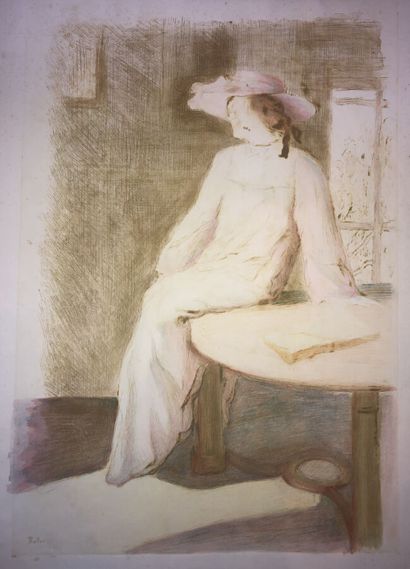 null MÜLLER Alfredo (1869 - 1939) - "L'été (Femme assise)". 1899. Gravure originale...