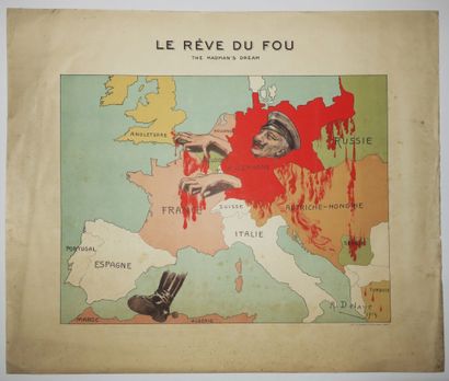 null SERIO-COMIQUE MAP of EUROPE at the beginning of the 1st WORLD WAR, by A. DELAYE...