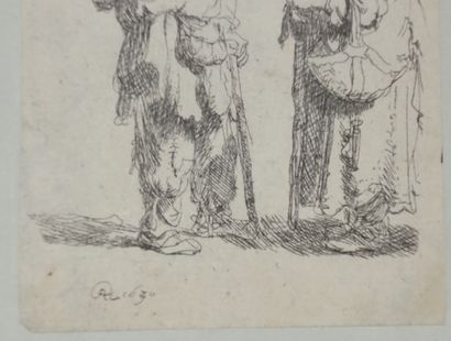 null REMBRANDT Harmenszoon van Rijn (1606 1669) - "Beggar and Wench". c. 1630. Original...