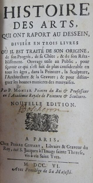 null BEAUX-ARTS. MONIER (Pierre), 1641-1703 : Histoire des Arts, qui ont raport au...