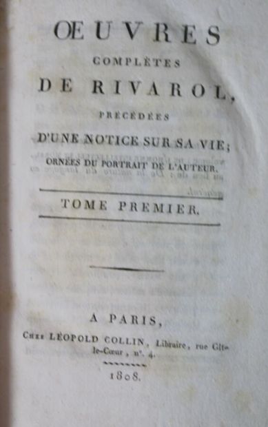 null - RIVAROL (Antoine de) : Discours préliminaire du nouveau Dictionnaire de la...