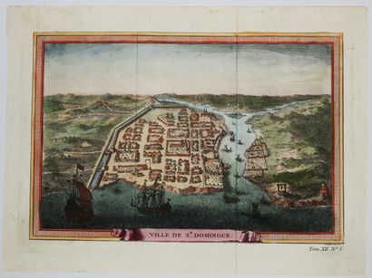 null DOMINICAN REPUBLIC - VIEW of the "CITY OF ST DOMINGO". XVIIIth century. Engraved...