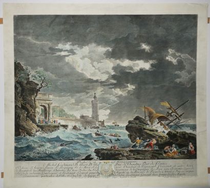 null VERNET Joseph (d'après) (1714 - 1789) - [Naufrage pendant la tempête]. 1757....