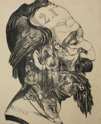 null CARICATURE of NAPOLEON III in the manner of ARCIMBOLDO. Lithograph attributed...