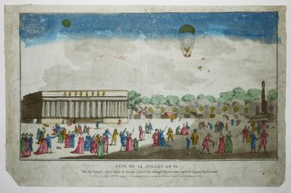 null MONTGOLFIERE - BALLON - "Celebration of July 14, An IX. View of the Temple raised...