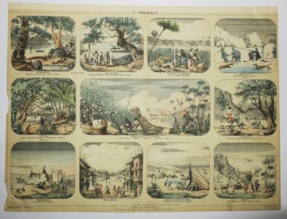 AMERICA - 11 lithographed views on one sheet:...