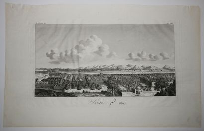 null IRAN - VIEW of QOM - "KOM". c.1800. Nice etching and burin. Proof on laid paper....