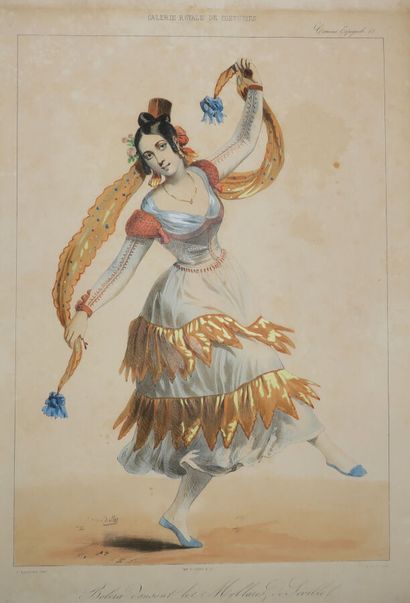 null DANCE - BOLERO - "Bolera dancing the Mollares of SEVILLE (Spain)". 19th century....