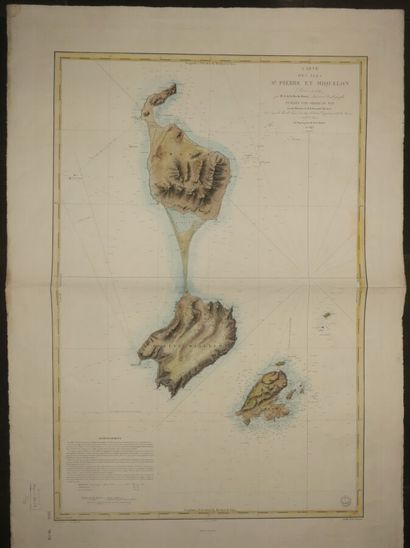 null "MAP OF THE ISLANDS ST PIERRE AND MIQUELON, surveyed in 1841 by Mr. J. de la...