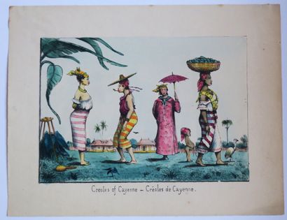 null GUYANE - "CREOLES OF CAYENNE - Créoles de Cayenne". XIXème. Lithographie. Coloris....
