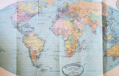 null GRAND PLANISPHERE political, economic and commercial at 1/32.000.000e". 1929....